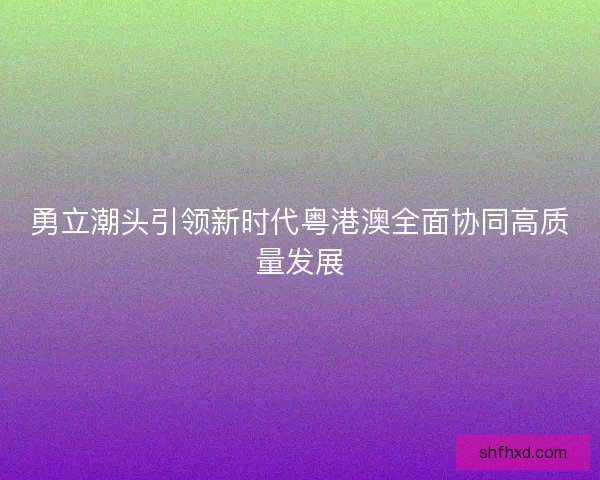 勇立潮头引领新时代粤港澳全面协同高质量发展 勇立潮头引领新时代粤港澳全面协同高质量发展