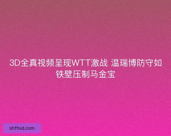 3D全真视频呈现WTT激战 温瑞博防守如铁壁压制马金宝 3D全真视频呈现WTT激战 温瑞博防守如铁壁压制马金宝