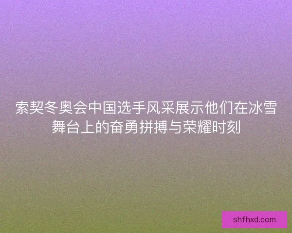 索契冬奥会中国选手风采展示他们在冰雪舞台上的奋勇拼搏与荣耀时刻 索契冬奥会中国选手风采展示他们在冰雪舞台上的奋勇拼搏与荣耀时刻