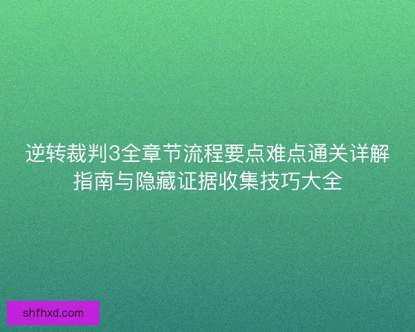 逆转裁判3全章节流程要点难点通关详解指南与隐藏证据收集技巧大全
