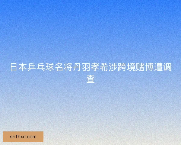日本乒乓球名将丹羽孝希涉跨境赌博遭调查