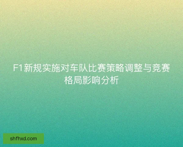 F1新规实施对车队比赛策略调整与竞赛格局影响分析